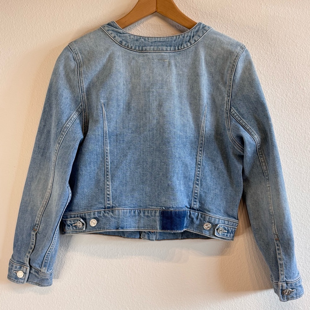 MOTHER The Picky Denim Jacket Cropped Let Them Eat Cake Wash Large - Picture 3 of 11